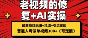 修复老视频的玩法，搬砖+引流的变现(可持久)，单条收益300+【揭秘】-网创项目总站