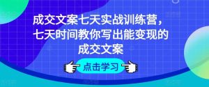 成交文案七天实战训练营，七天时间教你写出能变现的成交文案-网创项目总站