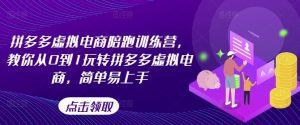 拼多多虚拟电商陪跑训练营，教你从0到1玩转拼多多虚拟电商，简单易上手-网创项目总站