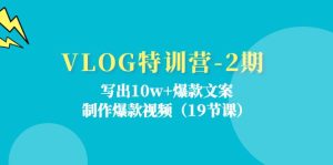 VLOG特训营第2期：写出10w+爆款文案，制作爆款视频（18节课）-网创项目总站