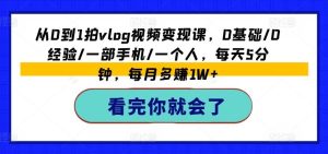 从0到1拍vlog视频变现课，0基础/0经验/一部手机/一个人，每天5分钟，每月多赚1W+-网创项目总站