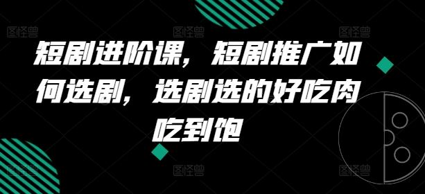 短剧进阶课，短剧推广如何选剧，选剧选的好吃肉吃到饱-网创项目总站