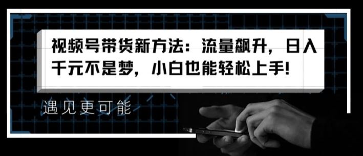 视频号带货新方法：流量飙升，日入千元不是梦，小白也能轻松上手【揭秘】-网创项目总站