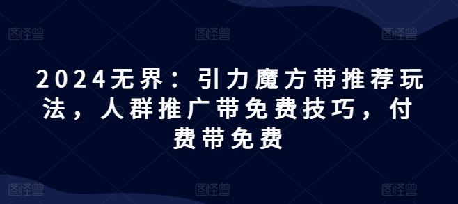 2024无界：引力魔方带推荐玩法，人群推广带免费技巧，付费带免费-网创项目总站