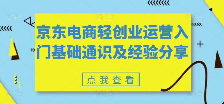 京东电商轻创业运营入门基础通识及经验分享-网创项目总站