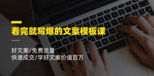 看完就写爆的文案模板课，好文案/免费流量/快速成交/学好文案价值百万-网创项目总站