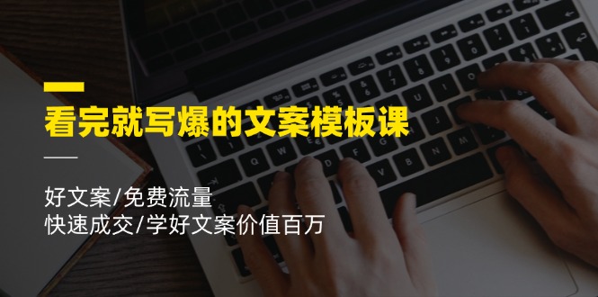 看完就写爆的文案模板课，好文案/免费流量/快速成交/学好文案价值百万-网创项目总站