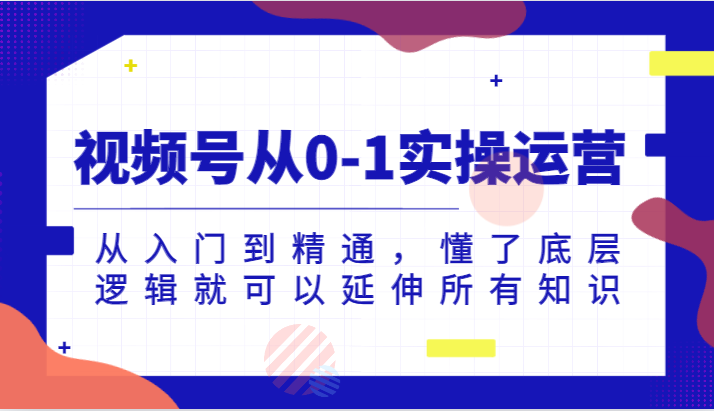 视频号从0-1实操运营，从入门到精通，懂了底层逻辑就可以延伸所有知识（更新2024.7）-网创项目总站