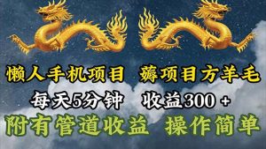 （11600期）懒人手机项目，每天5分钟，每天收益300+，多种方式可扩大收益！-网创项目总站