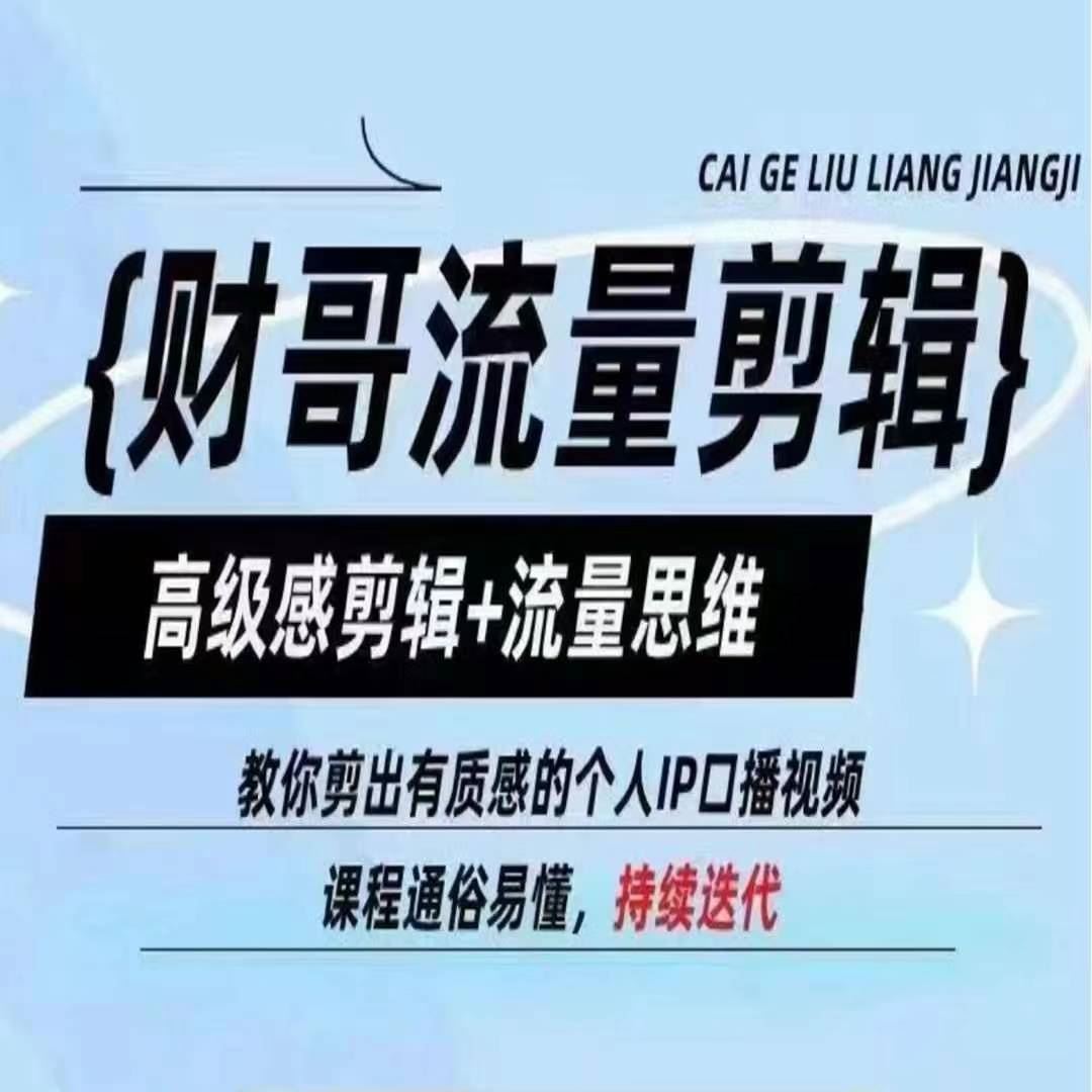财哥流量剪辑，高级感剪辑+流量思维，教你剪出有质感的个人IP口播视频-网创项目总站