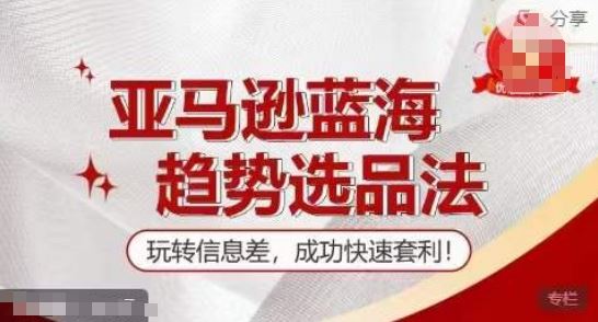 【训练营】亚马逊蓝海趋势选品法，玩转信息差，成功快速套利-网创项目总站