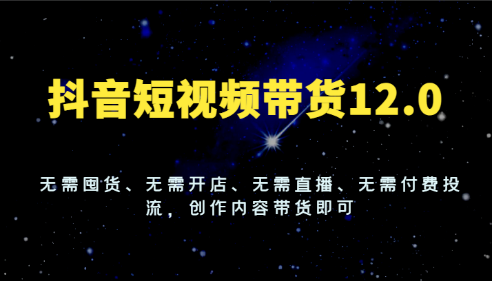 抖音短视频带货12.0，无需囤货、无需开店、无需直播、无需付费投流，创作内容带货即可-网创项目总站
