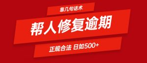 靠几句话术帮人解决逾期日入500＋ 看一遍就会 正规合法-网创项目总站