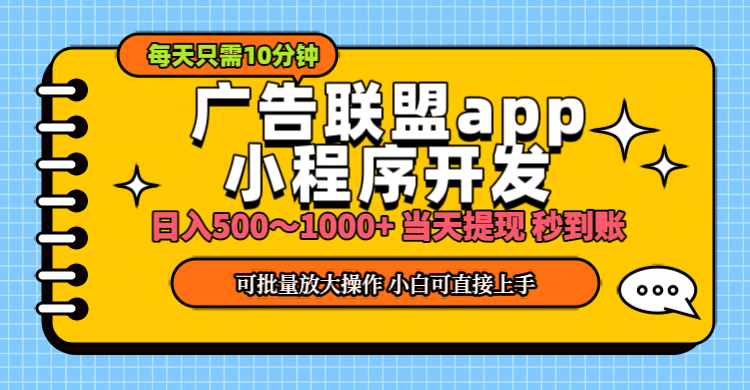 （11645期）小程序开发 广告赚钱 日入500~1000+ 小白轻松上手！-网创项目总站