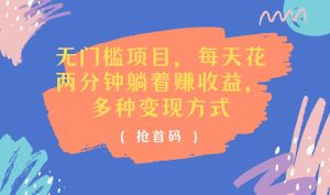 （11647期）无门槛项目，每天花两分钟躺着收益，多种收益方式-网创项目总站