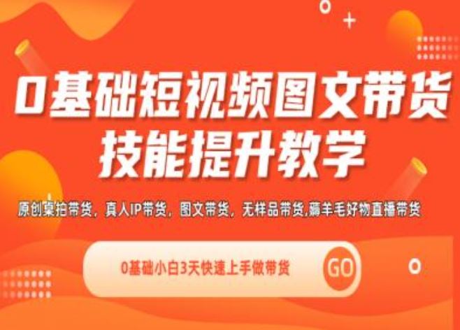 0基础短视频图文带货实操技能提升教学(直播课+视频课),0基础小白3天快速上手做带货-网创项目总站