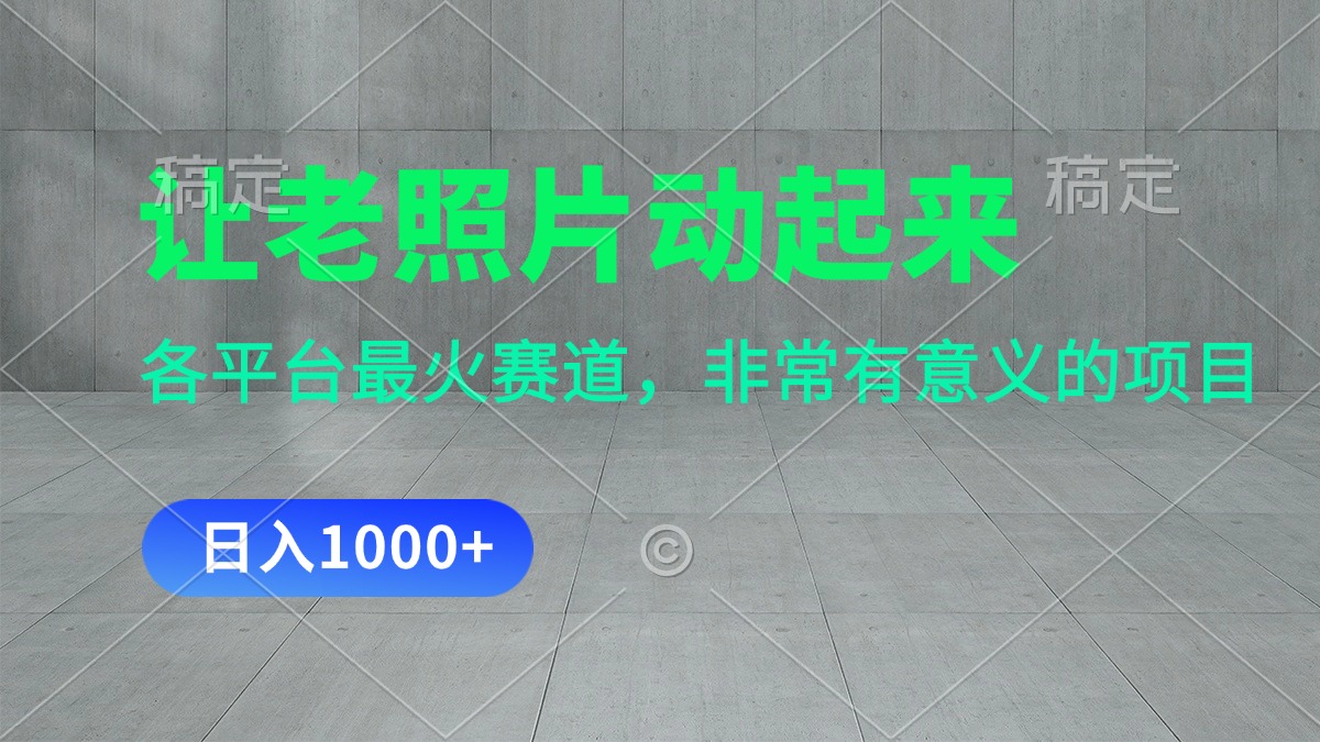 （11671期）让老照片动起来，一天变现1000+，各平台最火赛道，看完就会-网创项目总站