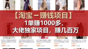 （11685期）【淘宝赚钱项目】1单可赚1000多，大佬独家项目，年赚几百万-网创项目总站