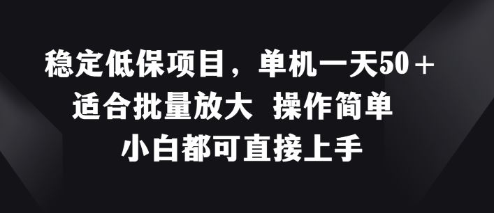 稳定低保项目，单机一天50+适合批量放大 操作简单 小白都可直接上手【揭秘】-网创项目总站