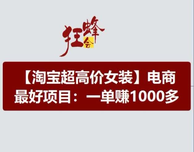 淘宝超高价女装项目，电商最好赛道，一单赚1000多-网创项目总站