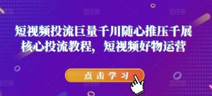 短视频投流巨量千川随心推压千展核心投流教程，短视频好物运营-网创项目总站