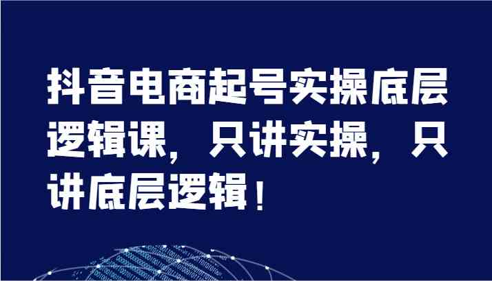 抖音电商起号实操底层逻辑课，只讲实操，只讲底层逻辑！（7节）-网创项目总站