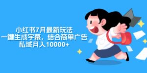 （11711期）小红书7月最新玩法，一鍵生成字幕，结合商单广告，私域月入10000+-网创项目总站