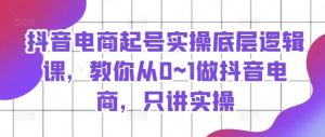 抖音电商起号实操底层逻辑课，教你从0~1做抖音电商，只讲实操-网创项目总站