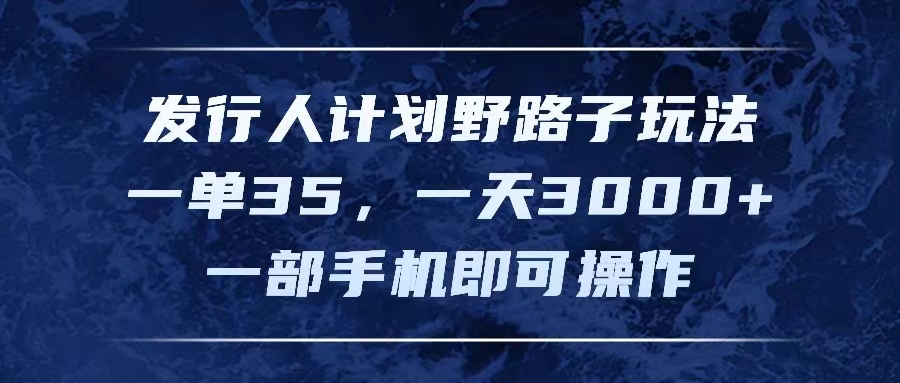 （11750期）发行人计划野路子玩法，一单35，一天3000+，一部手机即可操作-网创项目总站