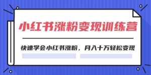 （11762期）2024小红书涨粉变现训练营，快速学会小红书涨粉，月入十万轻松变现(40节)-网创项目总站