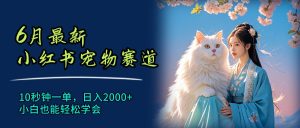 （11771期）6月最新小红书宠物赛道，10秒钟一单，日入2000+，小白也能轻松学会-网创项目总站