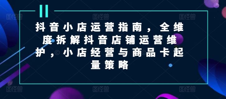 抖音小店运营指南，全维度拆解抖音店铺运营维护，小店经营与商品卡起量策略-网创项目总站