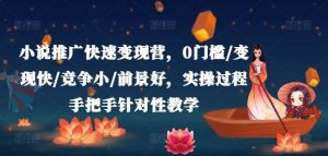 小说推广快速变现营，0门槛/变现快/竞争小/前景好，实操过程手把手针对性教学-网创项目总站