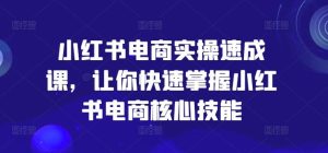 小红书电商实操速成课，让你快速掌握小红书电商核心技能-网创项目总站