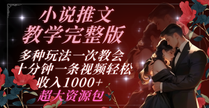 小说推文教学完整版 多种玩法一次教会 十分钟一条视频轻松收入1000+ 超大资源包-网创项目总站