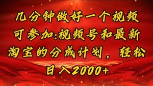 （11835期）几分钟一个视频，可在视频号，淘宝同时获取收益，新手小白轻松日入2000…-网创项目总站