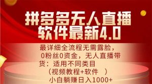 （11891期）拼多多无人直播软件最新4.0，最详细全流程无需露脸，0粉丝0资金， 小白…-网创项目总站