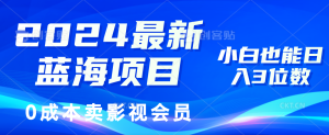 （11894期）2024最新蓝海项目，0成本卖影视会员，小白也能日入3位数-网创项目总站