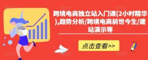 跨境电商独立站入门课(2小时精华),趋势分析/跨境电商前世今生/建站演示等-网创项目总站