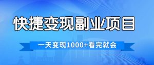 （11932期）快捷变现的副业项目，一天变现1000+，各平台最火赛道，看完就会-网创项目总站