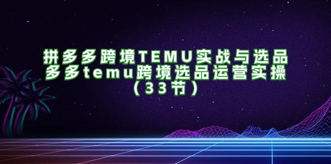 （11934期）拼多多跨境TEMU实战与选品，多多temu跨境选品运营实操（33节）-网创项目总站