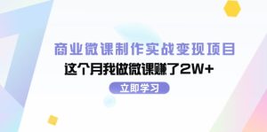 （11959期）商业微课制作实战变现项目，这个月我做微课赚了2W+-网创项目总站