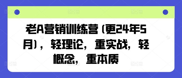 老A营销训练营(更24年7月)，轻理论，重实战，轻概念，重本质-网创项目总站