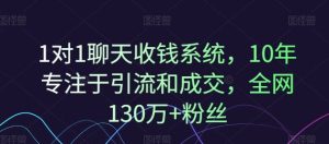 1对1聊天收钱系统，10年专注于引流和成交，全网130万+粉丝-网创项目总站