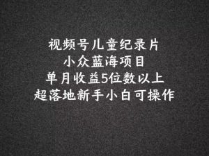 2024蓝海项目视频号儿童纪录片科普，单月收益5位数以上，新手小白可操作-网创项目总站