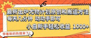 最新出炉尤物计划原创和搬运方法，简单易操作，动动手，小白新手轻松日入1000+【揭秘】-网创项目总站