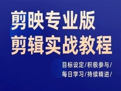 剪映专业版剪辑实战教程，目标设定/积极参与/每日学习/持续精进-网创项目总站