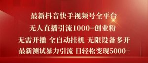 最新抖音快手视频号全平台无人直播引流1000+精准创业粉，日轻松变现5k+【揭秘】-网创项目总站