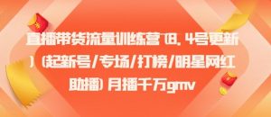 直播带货流量训练营(8.4号更新)(起新号/专场/打榜/明星网红助播)月播千万gmv-网创项目总站