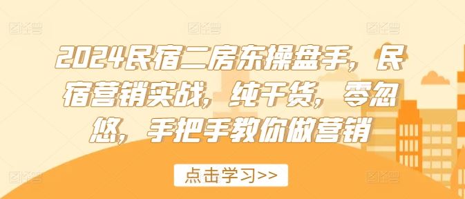 2024民宿二房东操盘手，民宿营销实战，纯干货，零忽悠，手把手教你做营销-网创项目总站